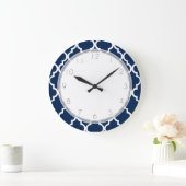 Navy Blue Quatrefoil Pattern Grote Klok (Huis)