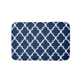 Navy Blue Quatrefoil Tiles Pattern Badmat (Voorkant)