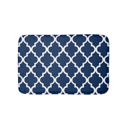 Navy Blue Quatrefoil Tiles Pattern Badmat (Voorkant)
