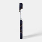 Navy Blue Quilted Leather & Gold Studs Phone Case iPhone Hoesje (Linkerkant)