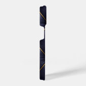 Navy Blue Quilted Leather & Gold Studs Phone Case iPhone Hoesje (Rechterkant)