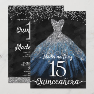 Navy Blue Quinceanera Invitation Cumpleanos Kaart