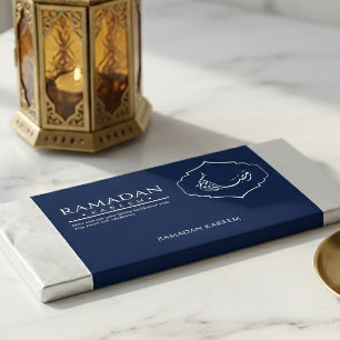 Navy Blue Ramadan Kareem chocoladereep verpakking Flyer