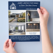Navy Blue Real Estate Home Listing 2 Sided Modern Flyer (Hand)