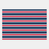 Navy Blue, Red, and White Chevron & Stripe Pattern Inpakpapier Vel (Voorkant 3)