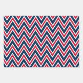 Navy Blue, Red, and White Chevron & Stripe Pattern Inpakpapier Vel (Voorkant)