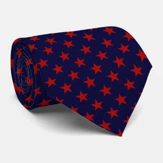 Navy Blue Red Star Pattern Work, Graduation, Gift Stropdas