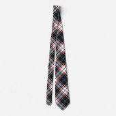 Navy Blue Red Stylish Tartan Pset Argyle Pattern Stropdas (Achterkant)