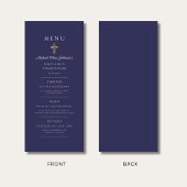 Navy Blue Religious Cross Boy First Communion Menu