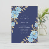 Navy Blue Resplendent Gala Wedding Kaart (Staand voorkant)