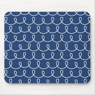 Navy Blue Retro Colorful Modern Doodles Muismat