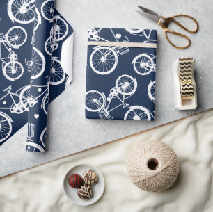 Navy Blue Retro  fietspomppapier Cadeaupapier