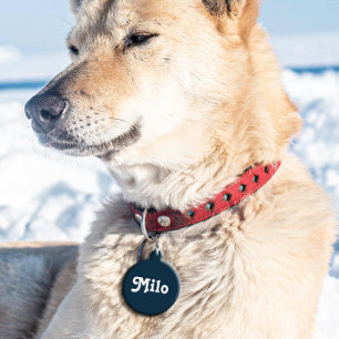 Navy Blue Retro Huisdierpenning