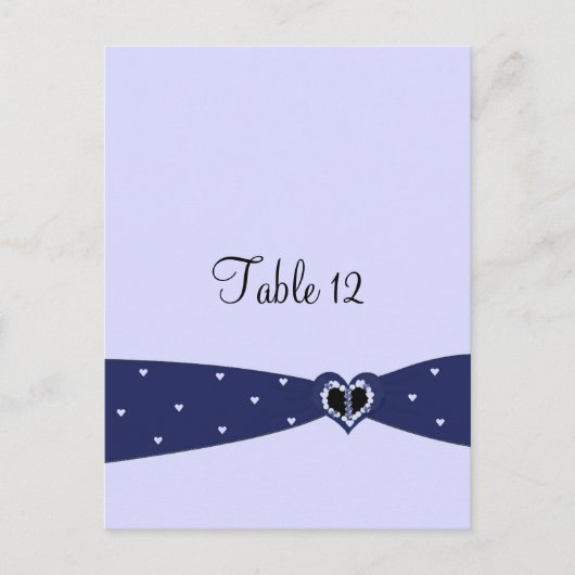 Navy Blue Ribbon Table Seating Kaart (Voorkant)