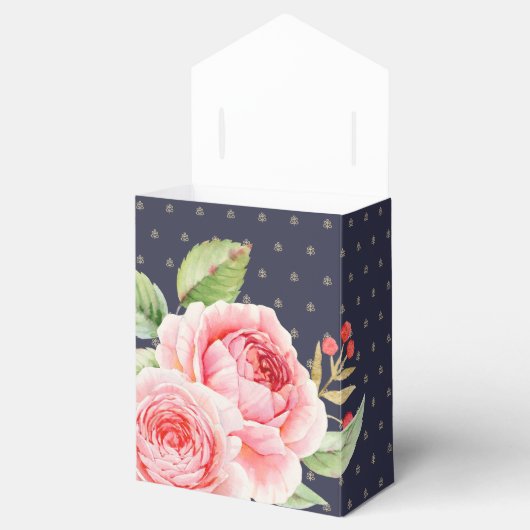 Navy Blue Romantic Floral Vrijgezellenfeest Bedankdoosjes (Geopend)