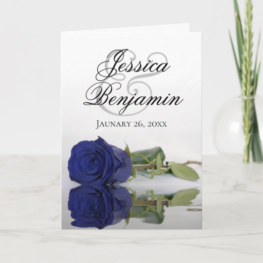 Navy Blue Roos Elegant Romantic Photo Wedding (Voorkant)