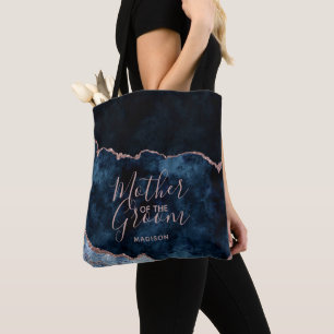 Navy Blue & Roos Gold Agaat Moeder van de bruidego Draagtas