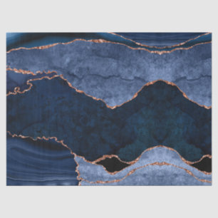Navy Blue Roos Gold Agate Geode Modern Abstract Tissuepapier
