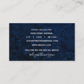 Navy Blue Roos Gold Agate Geode Waterverf Marmer Visitekaartje (Achterkant)