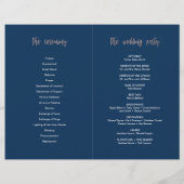 Navy Blue & Roos Gold Chic Wedding Program Booklet (Achterkant)