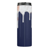 Navy Blue Roos Gold Driving Marble Monogram Thermosbeker (Achterkant)