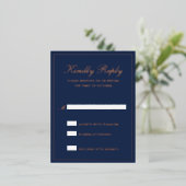 Navy Blue Roos Gold Foil Formal Wedding RSVP Kaart (Staand Voorkant)