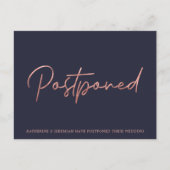 Navy Blue Roos Gold Foil Huwelijksuitstel Briefkaart (Voorkant)