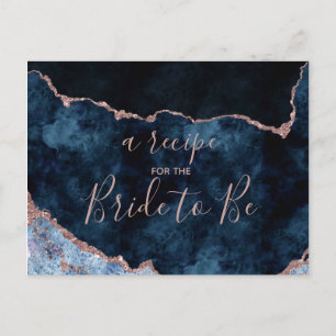 Navy Blue Roos Gold Foil Vrijgezellenfeest Recept Briefkaart