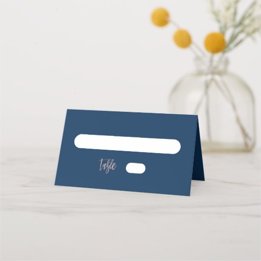 Navy Blue & Roos Gold Glam Chic Folded Place Card (Voorkant)