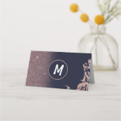 Navy Blue Roos Gold Glitter Bloemen Plaats Kaarten (Achterkant)