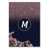 Navy Blue Roos Gold Glitter Bloemen Tafelnummers (Achterkant)