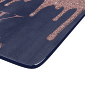 Navy Blue Roos Gold Glitter Driemonogram Snijplank (Hoek)