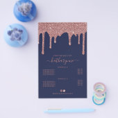 Navy Blue Roos Gold Glitter Drivers Prijslijst Flyer (Enkel)