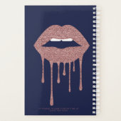 Navy Blue Roos Gold Glitter Driving Lips Planner (Achterkant)