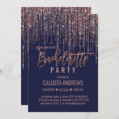 Navy Blue Roos Gold Glitter Fringe Bachelorette Kaart (Voorkant / Achterkant)