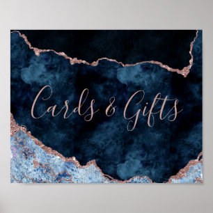 Navy Blue Roos Gold Kaarten en cadeautentafel Poster