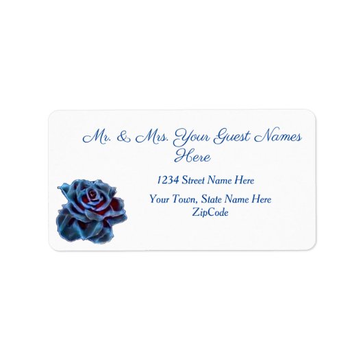 Navy Blue Roos Gold Leaf Adres Etiket (Voorkant)