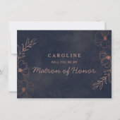 Navy Blue Roos Gold Matron of Honor proposal Kaart (Voorkant)