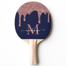 Navy Blue Roos Gold Sparkle Glitter Driemonogram
