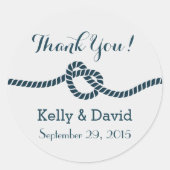 Navy Blue Rope Knot Wedding Favor Stickers (Voorkant)