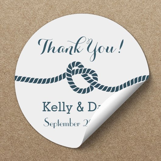 Navy Blue Rope Knot Wedding Favor Stickers