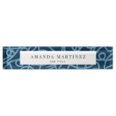 Navy Blue Rope Pattern Nautical Desk Name Bord Naambordje (Voorkant)