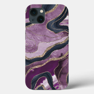 Navy Blue Roze marmer Agate Gold Glitter Glam #1 iPhone 13 Hoesje