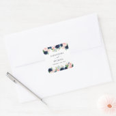Navy Blue Roze Waterverf Bloemen bruiloft zegel (Envelop)