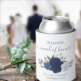 Navy Blue Rozen Elegant Maid of Honor Wedding Blikjeskoeler