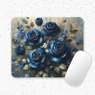 Navy Blue Rozen Gold Gilding Impressionist Art Muismat