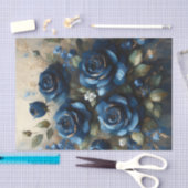 Navy Blue Rozen met Gold Impressionist Decoupage Tissuepapier (Craft)