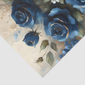 Navy Blue Rozen met Gold Impressionist Decoupage Tissuepapier (Detail)
