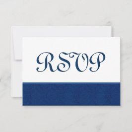 Navy Blue RSVP Damask Wedding C108 Kaartje