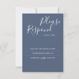 Navy Blue RSVP-kaart, huwelijkswebsite RSVP Kaartje